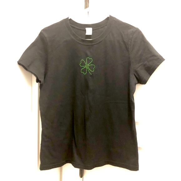Spencer's Tops - 🔥 EUC Shamrock St Patrick’s Day shirt! Black with green stones. Size L ☘️